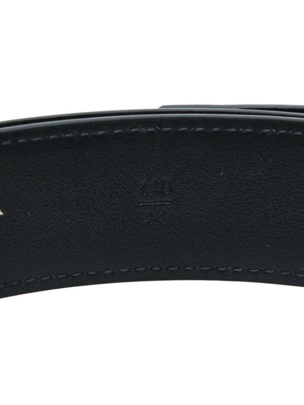 Prada Saffiano Belt 110 44 Black Silver Leather Metal